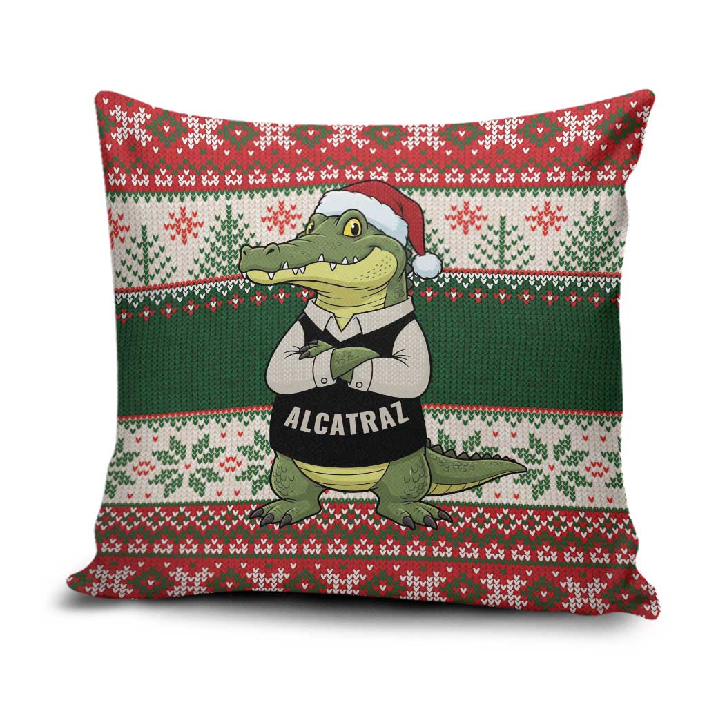 Funny Christmas Alligator Santa Pillow Cover Knitted Pattern - Wonder Print Shop