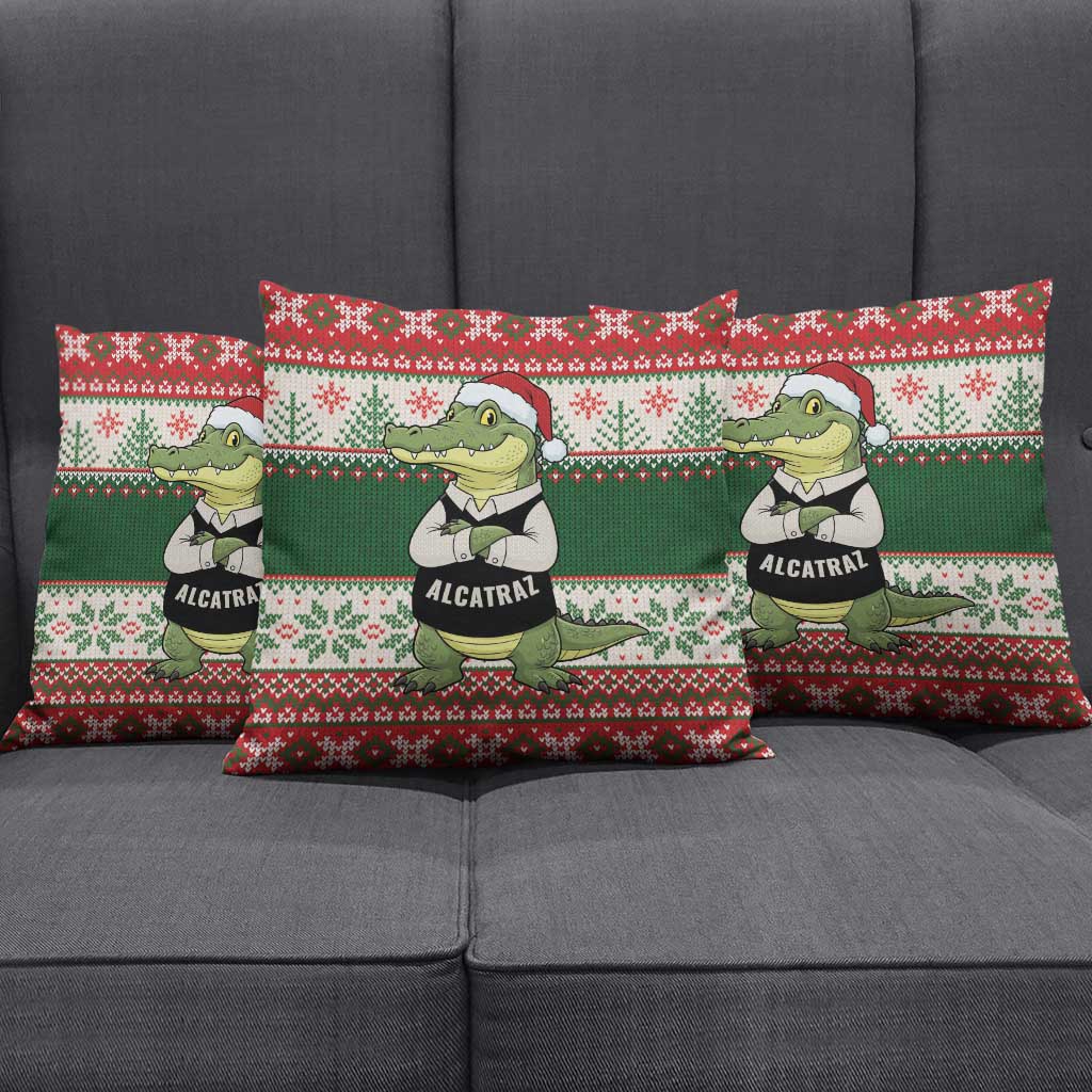 Funny Christmas Alligator Santa Pillow Cover Knitted Pattern - Wonder Print Shop