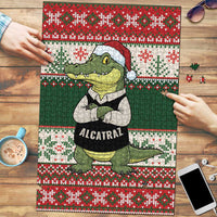 Funny Christmas Alligator Santa Puzzle Knitted Pattern - Wonder Print Shop
