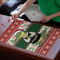 Funny Christmas Alligator Santa Puzzle Knitted Pattern - Wonder Print Shop