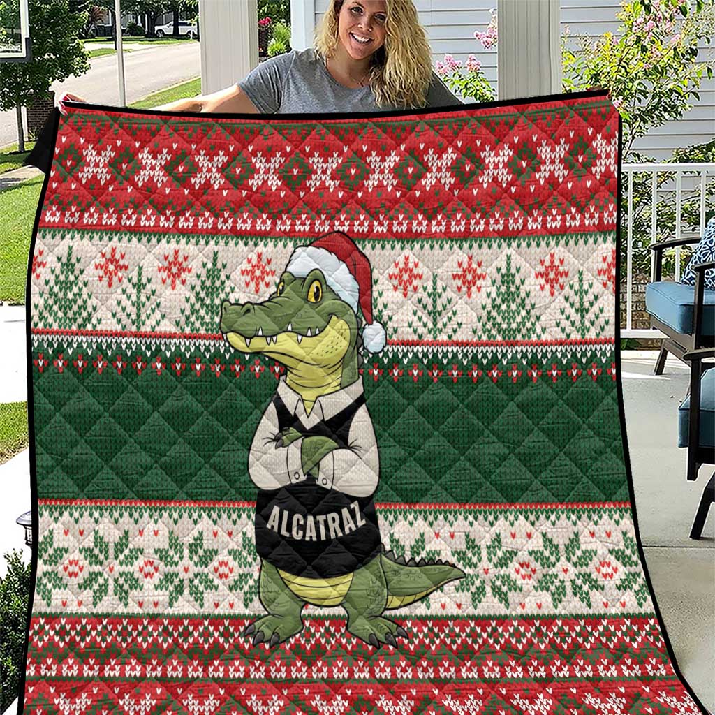 Funny Christmas Alligator Santa Quilt Knitted Pattern - Wonder Print Shop