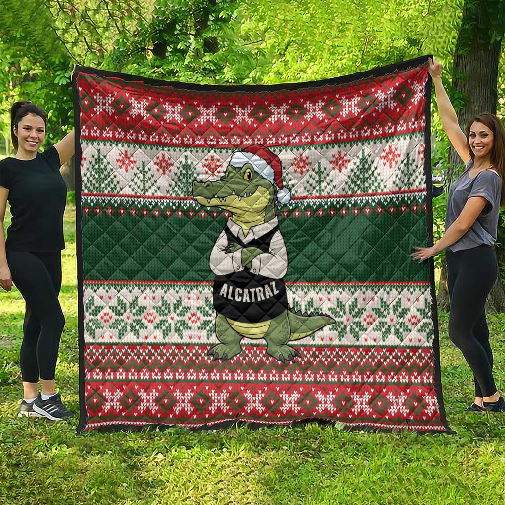Funny Christmas Alligator Santa Quilt Knitted Pattern - Wonder Print Shop