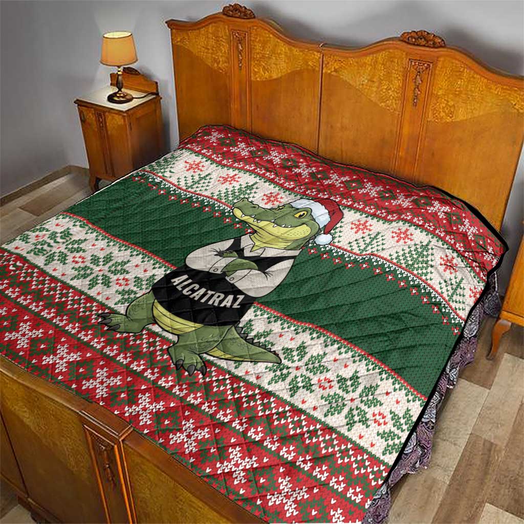 Funny Christmas Alligator Santa Quilt Knitted Pattern - Wonder Print Shop