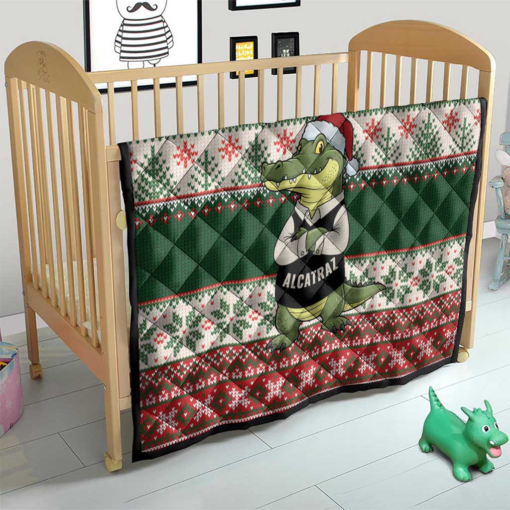 Funny Christmas Alligator Santa Quilt Knitted Pattern - Wonder Print Shop