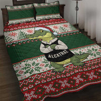 Funny Christmas Alligator Santa Quilt Bed Set Knitted Pattern - Wonder Print Shop