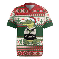 Funny Christmas Alligator Santa Rugby Jersey Knitted Pattern - Wonder Print Shop