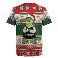 Funny Christmas Alligator Santa Rugby Jersey Knitted Pattern - Wonder Print Shop