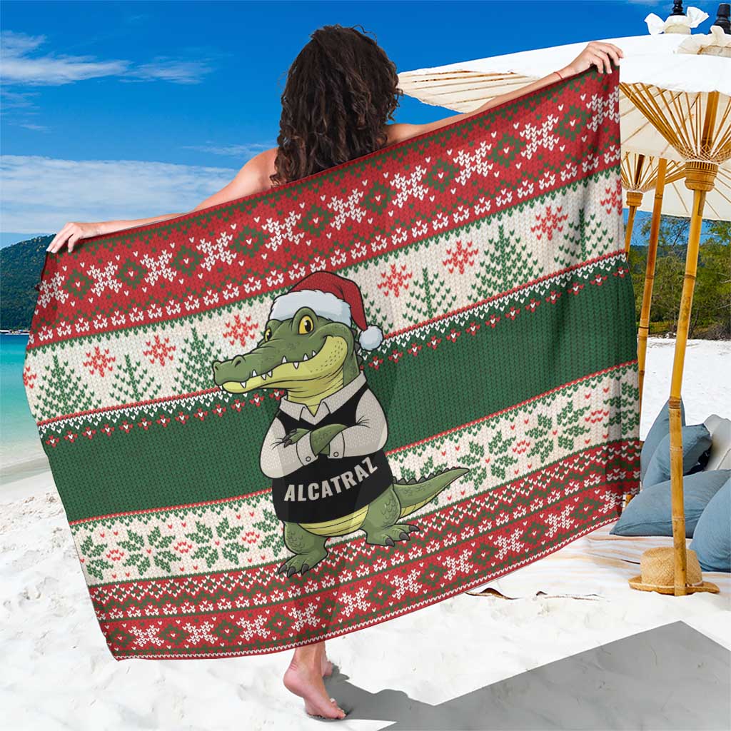 Funny Christmas Alligator Santa Sarong Knitted Pattern - Wonder Print Shop
