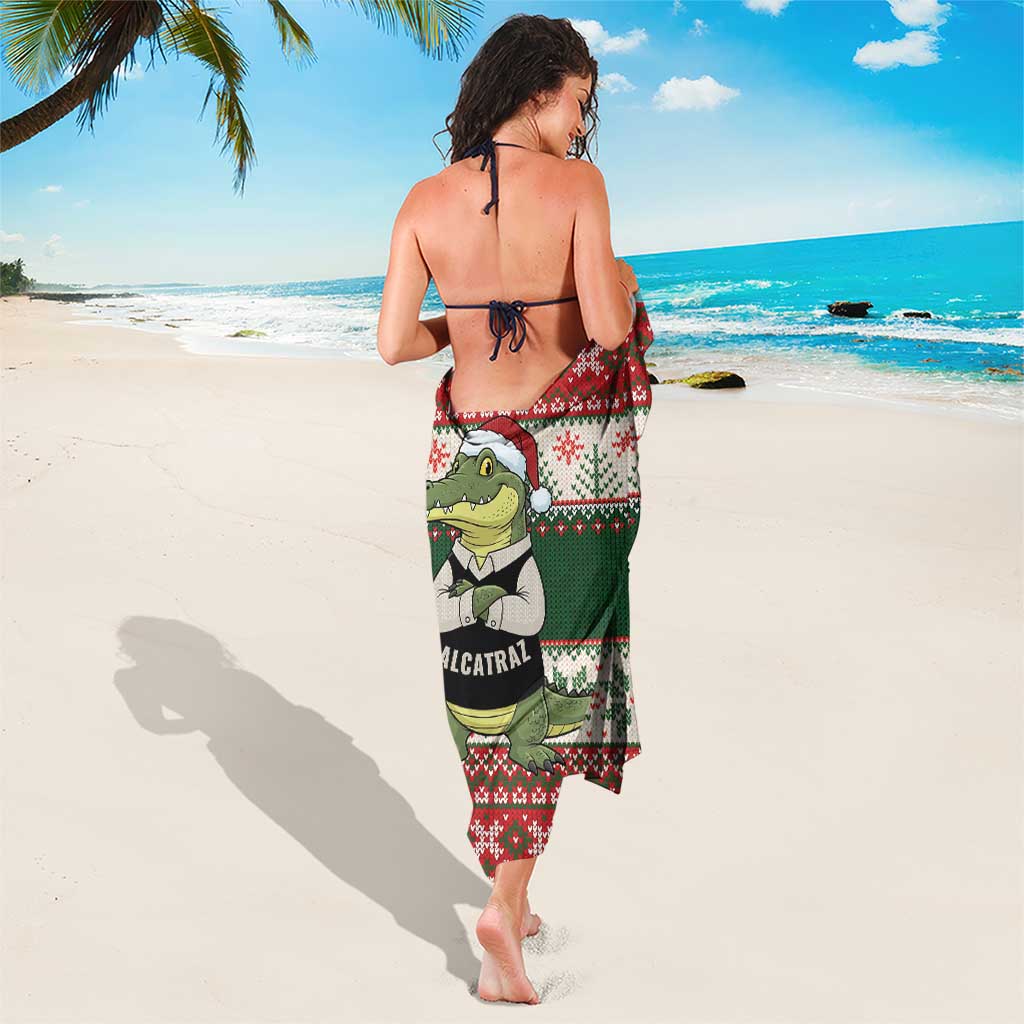 Funny Christmas Alligator Santa Sarong Knitted Pattern - Wonder Print Shop