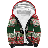 Funny Christmas Alligator Santa Sherpa Hoodie Knitted Pattern - Wonder Print Shop
