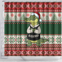 Funny Christmas Alligator Santa Shower Curtain Knitted Pattern - Wonder Print Shop