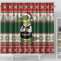 Funny Christmas Alligator Santa Shower Curtain Knitted Pattern - Wonder Print Shop