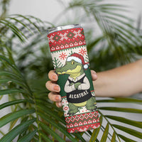 Funny Christmas Alligator Santa Skinny Tumbler Knitted Pattern - Wonder Print Shop