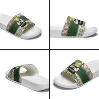 Funny Christmas Alligator Santa Slide Sandals Knitted Pattern - Wonder Print Shop