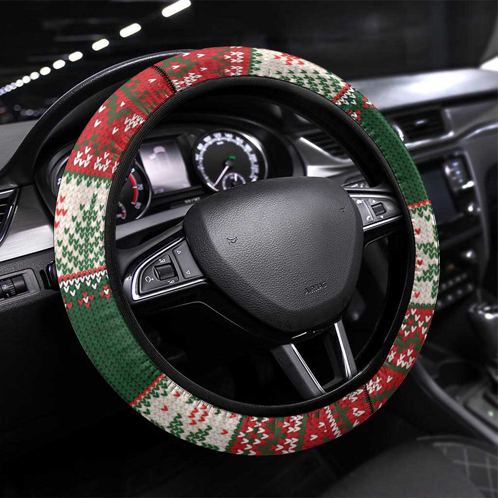 Funny Christmas Alligator Santa Steering Wheel Cover Knitted Pattern - Wonder Print Shop