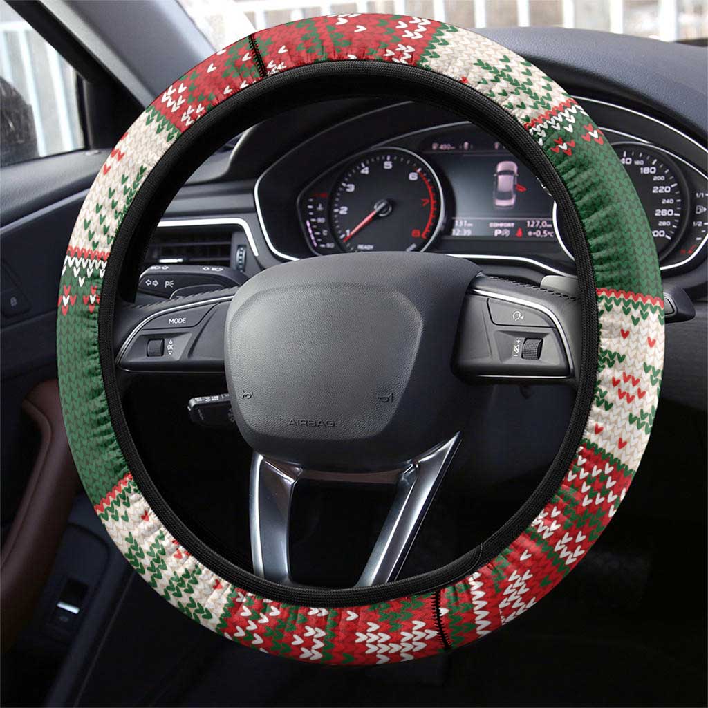Funny Christmas Alligator Santa Steering Wheel Cover Knitted Pattern - Wonder Print Shop