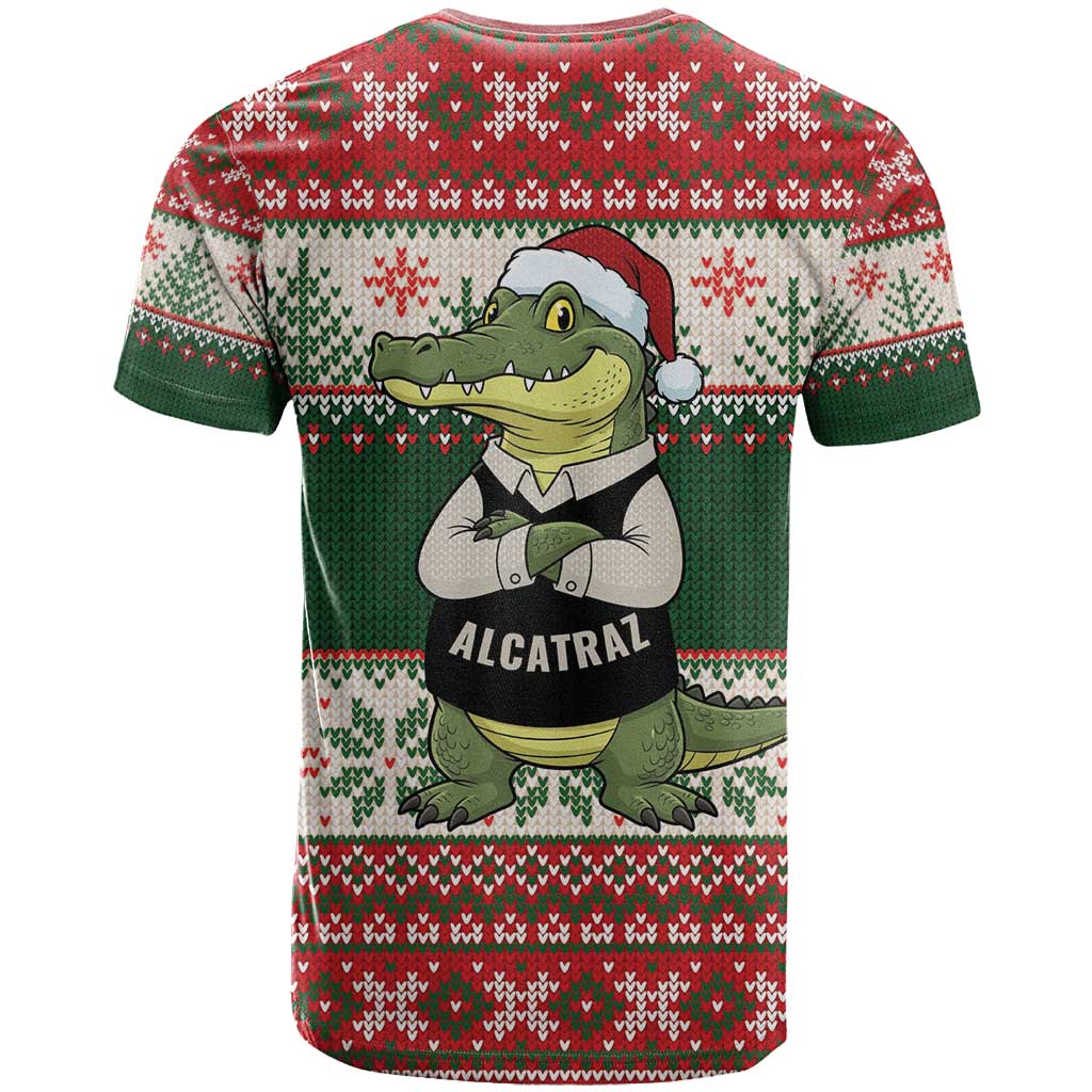 Funny Christmas Alligator Santa T Shirt Knitted Pattern - Wonder Print Shop