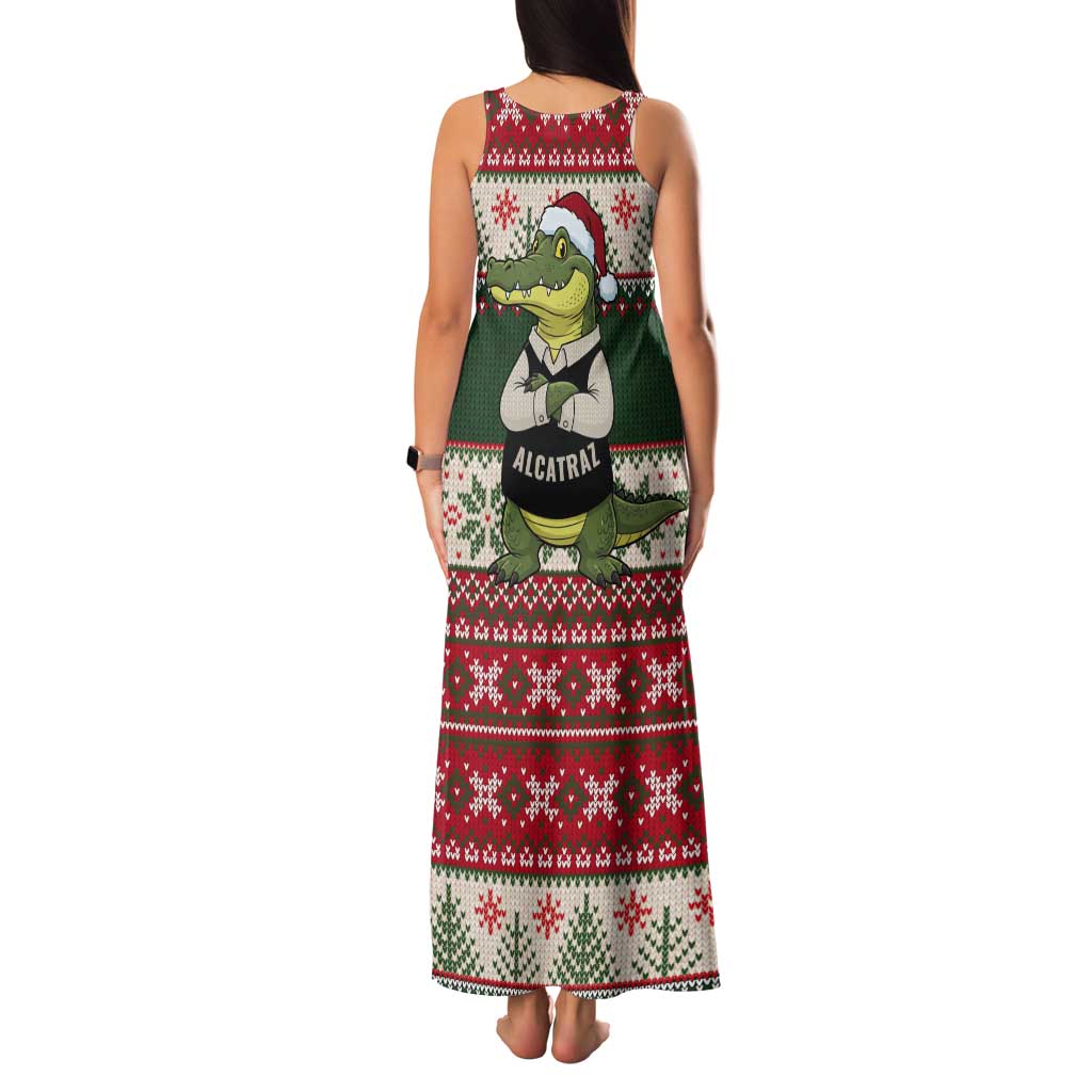 Funny Christmas Alligator Santa Tank Maxi Dress Knitted Pattern - Wonder Print Shop