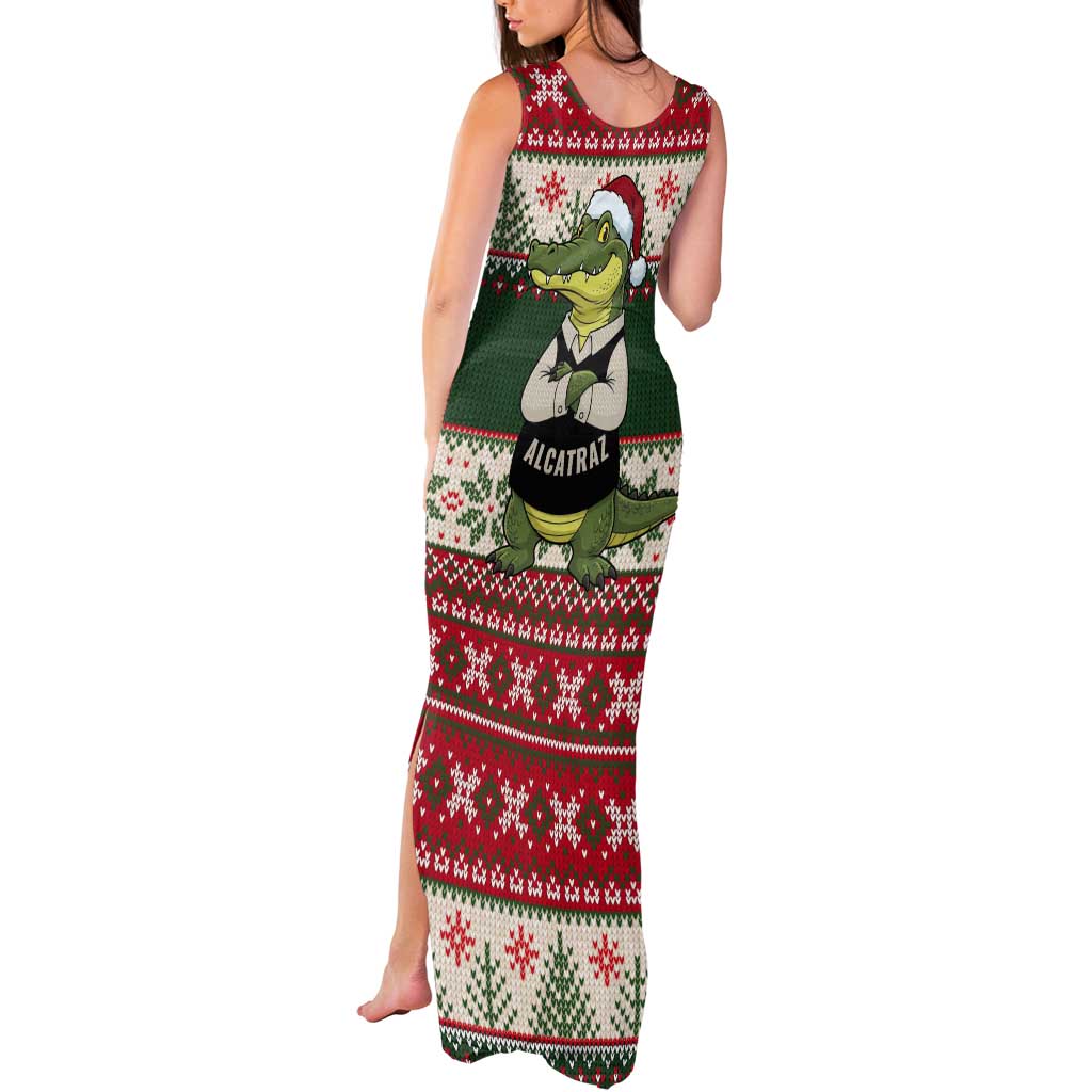 Funny Christmas Alligator Santa Tank Maxi Dress Knitted Pattern - Wonder Print Shop