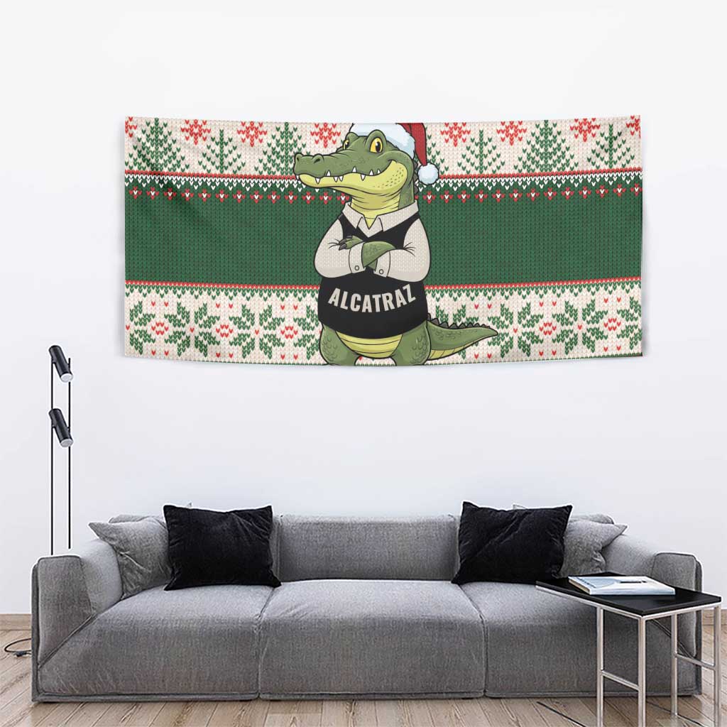 Funny Christmas Alligator Santa Tapestry Knitted Pattern - Wonder Print Shop