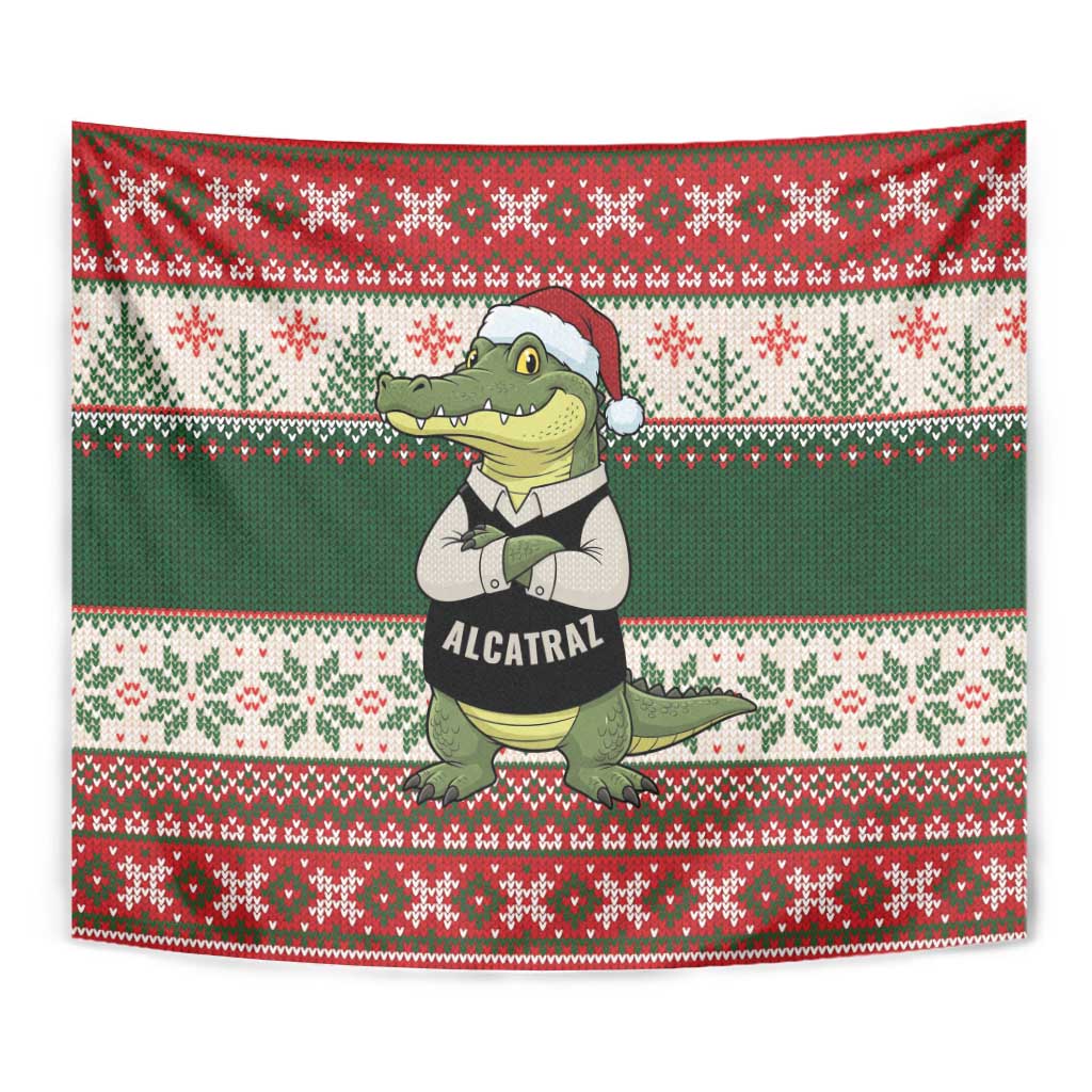 Funny Christmas Alligator Santa Tapestry Knitted Pattern - Wonder Print Shop