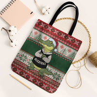 Funny Christmas Alligator Santa Tote Bag Knitted Pattern - Wonder Print Shop