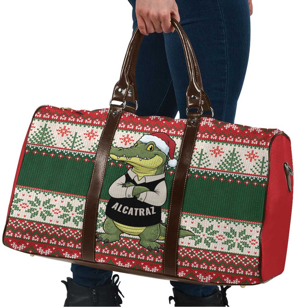 Funny Christmas Alligator Santa Travel Bag Knitted Pattern - Wonder Print Shop