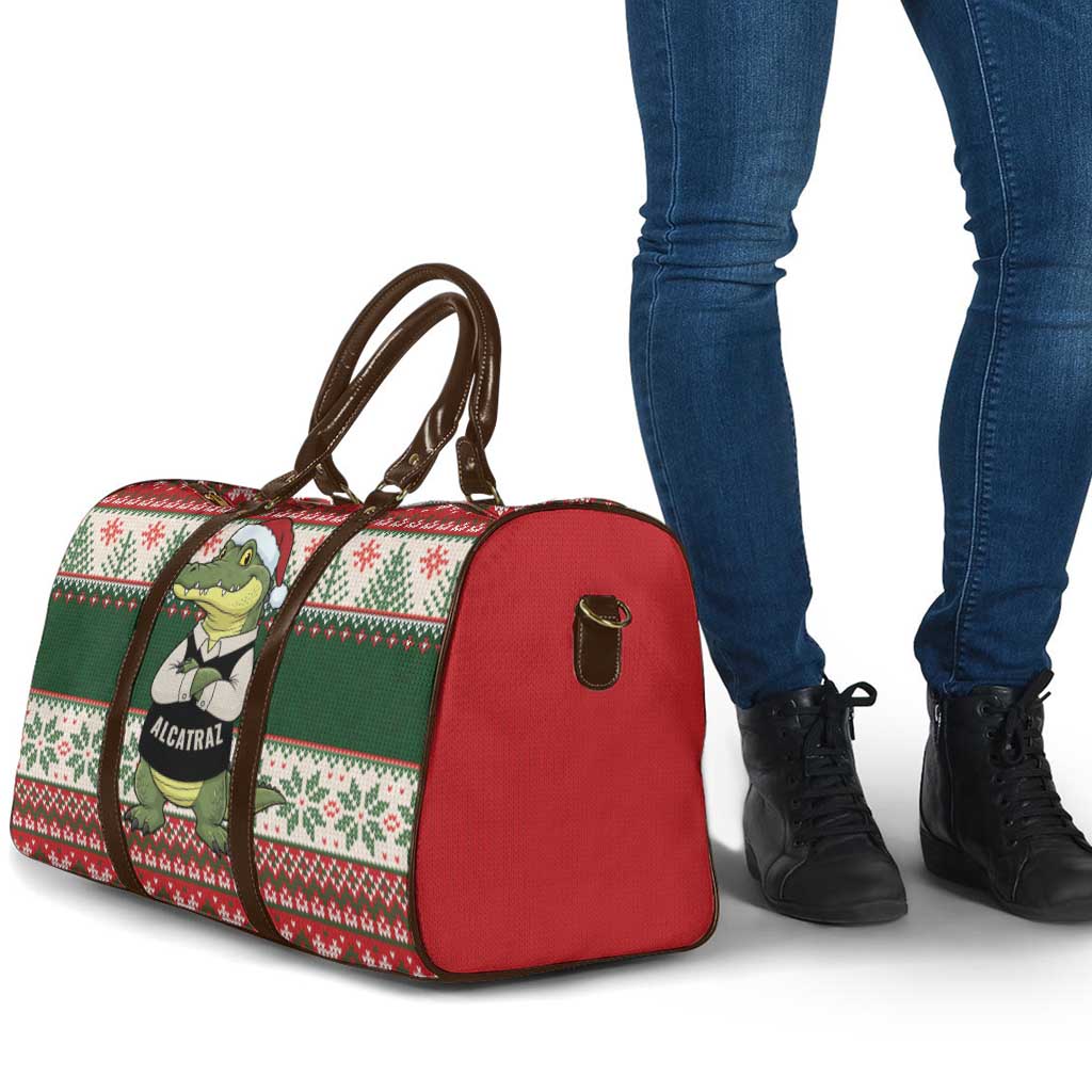 Funny Christmas Alligator Santa Travel Bag Knitted Pattern - Wonder Print Shop