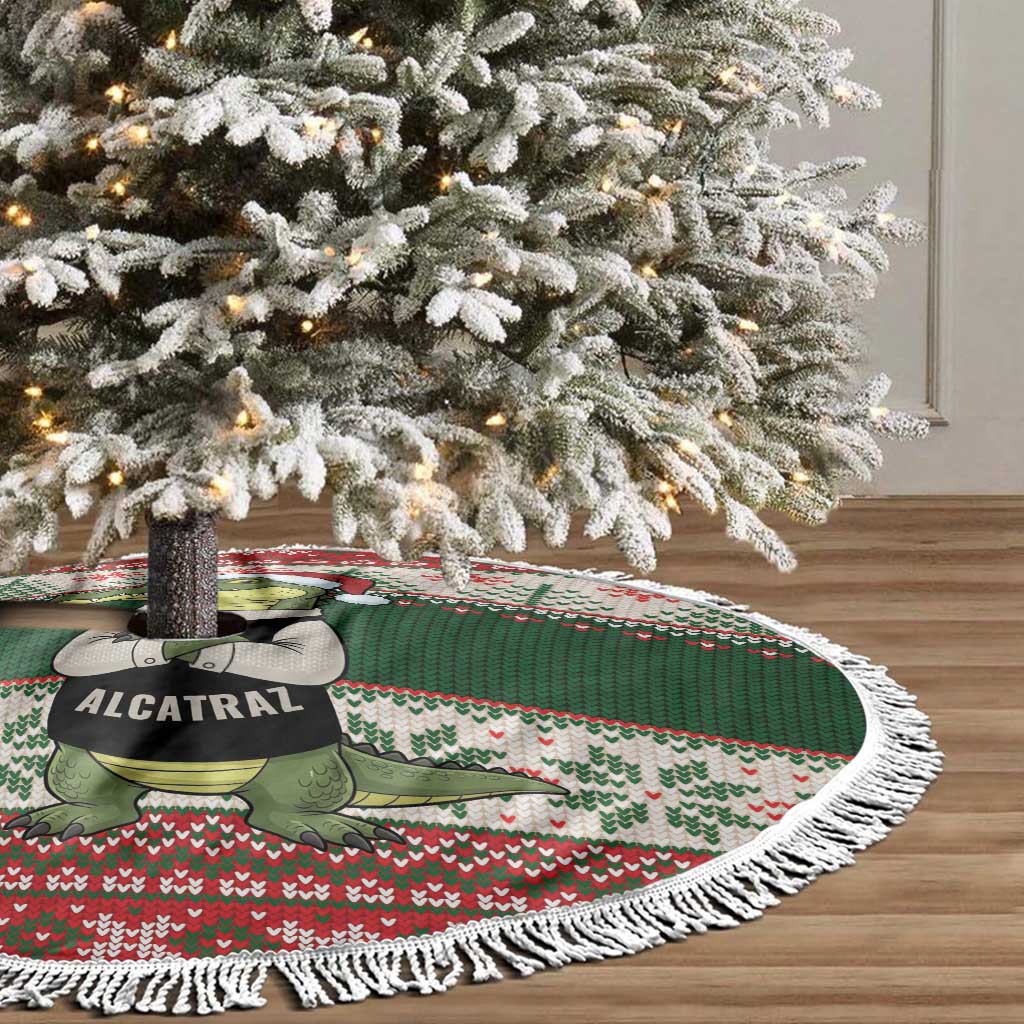 Funny Christmas Alligator Santa Tree Skirt Knitted Pattern - Wonder Print Shop
