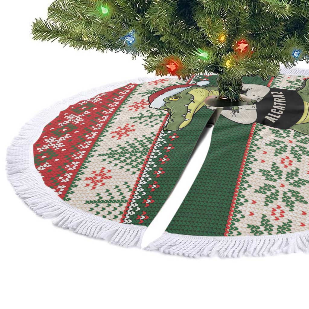 Funny Christmas Alligator Santa Tree Skirt Knitted Pattern - Wonder Print Shop