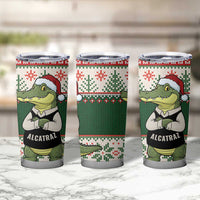 Funny Christmas Alligator Santa Tumbler Cup Knitted Pattern - Wonder Print Shop