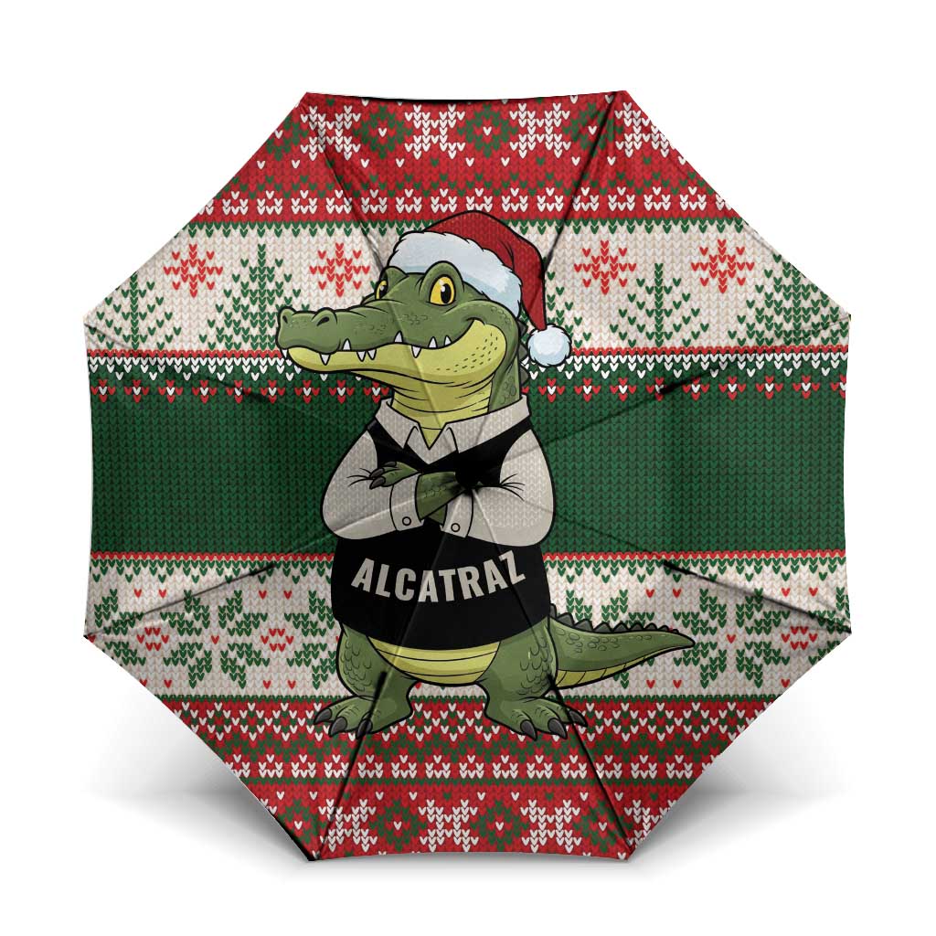 Funny Christmas Alligator Santa Umbrella Knitted Pattern - Wonder Print Shop