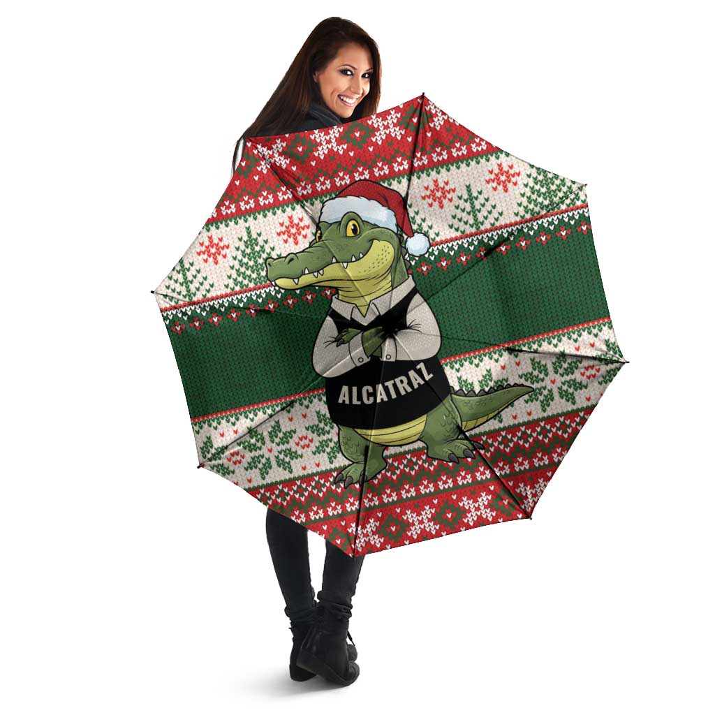 Funny Christmas Alligator Santa Umbrella Knitted Pattern - Wonder Print Shop