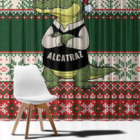 Funny Christmas Alligator Santa Window Curtain Knitted Pattern - Wonder Print Shop