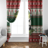 Funny Christmas Alligator Santa Window Curtain Knitted Pattern - Wonder Print Shop