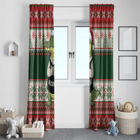 Funny Christmas Alligator Santa Window Curtain Knitted Pattern - Wonder Print Shop