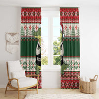 Funny Christmas Alligator Santa Window Curtain Knitted Pattern - Wonder Print Shop