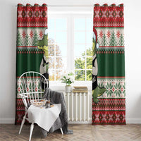 Funny Christmas Alligator Santa Window Curtain Knitted Pattern - Wonder Print Shop