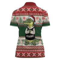 Funny Christmas Alligator Santa Women Polo Shirt Knitted Pattern - Wonder Print Shop