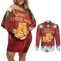 Merry Cheesemas Couples Matching Off Shoulder Short Dress and Long Sleeve Button Shirt Switzerland Frohe Weihnachten LT9 - Wonder Print Shop