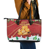 Merry Cheesemas Leather Tote Bag Switzerland Frohe Weihnachten - Wonder Print Shop