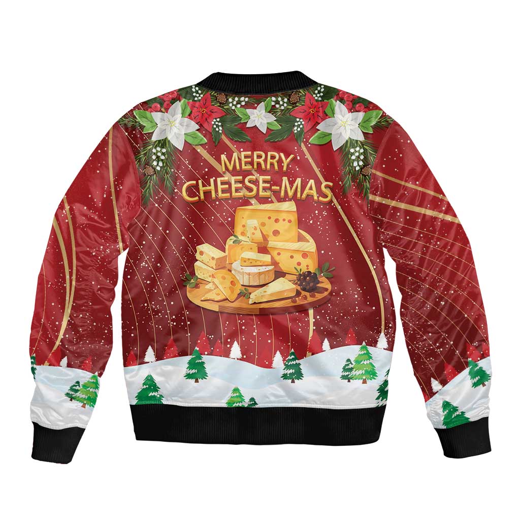 Merry Cheesemas Sleeve Zip Bomber Jacket Switzerland Frohe Weihnachten - Wonder Print Shop