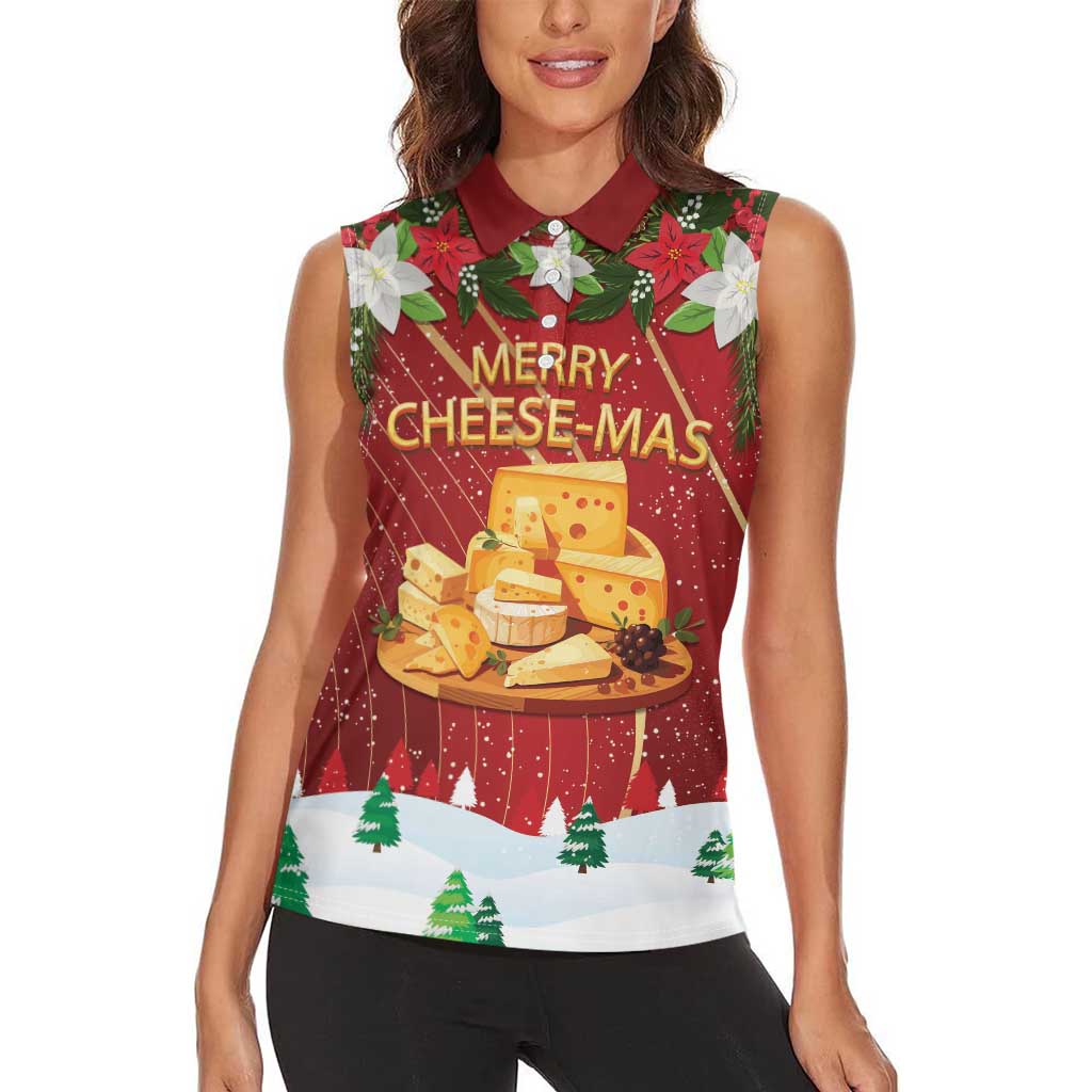 Merry Cheesemas Women Sleeveless Polo Shirt Switzerland Frohe Weihnachten - Wonder Print Shop