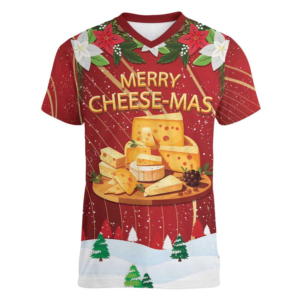 Merry Cheesemas Women V-Neck T-Shirt Switzerland Frohe Weihnachten - Wonder Print Shop