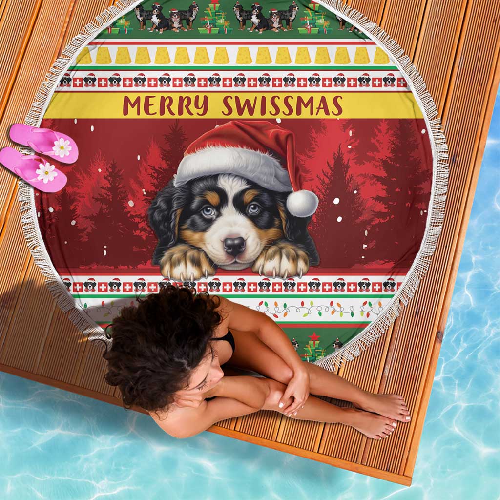 Merry Swissmas Bernese Mountain Dog Beach Blanket Switzerland Christmas Pattern LT9 - Wonder Print Shop