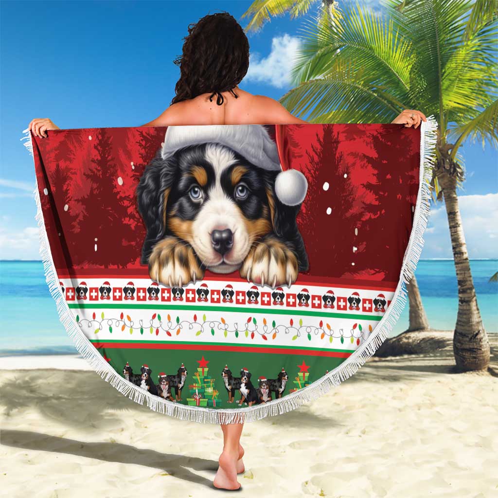 Merry Swissmas Bernese Mountain Dog Beach Blanket Switzerland Christmas Pattern LT9 - Wonder Print Shop