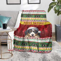 Merry Swissmas Bernese Mountain Dog Blanket Switzerland Christmas Pattern