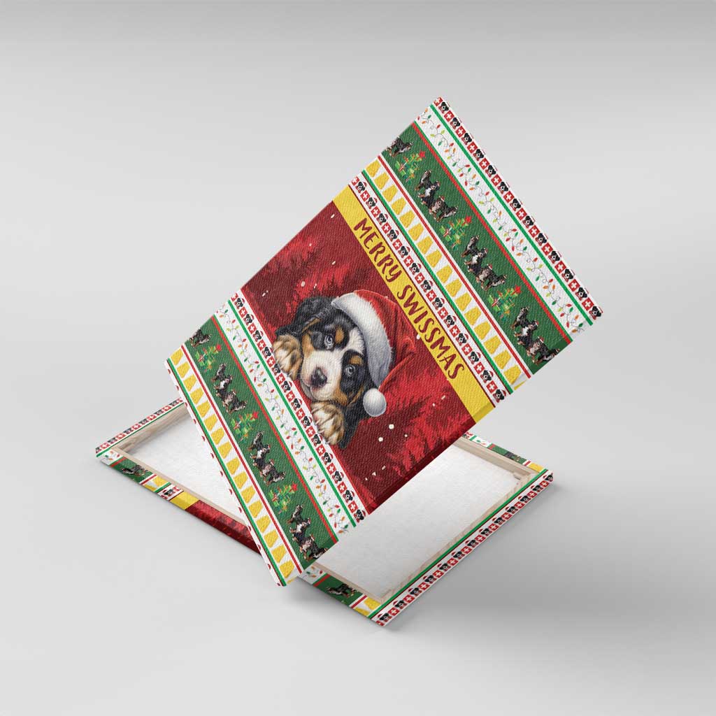 Merry Swissmas Bernese Mountain Dog Canvas Wall Art Switzerland Christmas Pattern LT9 - Wonder Print Shop