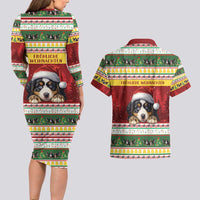 Merry Swissmas Bernese Mountain Dog Couples Matching Long Sleeve Bodycon Dress and Hawaiian Shirt Switzerland Christmas Pattern LT9 - Wonder Print Shop
