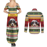 Merry Swissmas Bernese Mountain Dog Couples Matching Summer Maxi Dress and Long Sleeve Button Shirt Switzerland Christmas Pattern LT9 - Wonder Print Shop